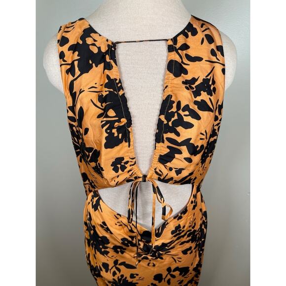 SHONA JOY Solare Cutout Floral Maxi Dress in Tangerine & Black Size 10 - Picture 4 of 10